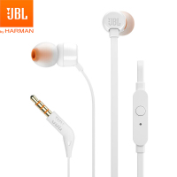 JBL T110 立体声入耳式耳机耳麦 运动耳机 电脑游戏耳机 手机有线耳机带麦可通话 白色