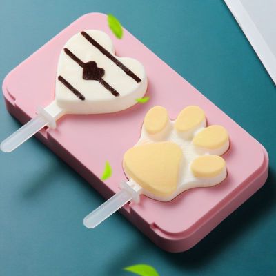 硅胶雪糕模具带盖冰淇淋手工DIY卡通冰棍模具 8号爪印