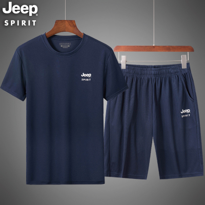 JEEP/吉普JEEP/吉普夏季短袖T恤男士运动套装短裤两件套跑步薄款健身速干服JEEP SPIRIT