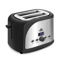轻食土吐司机多士炉烤面包机家用早餐机全自动懒人双面片 黑(不锈钢+防尘盖)