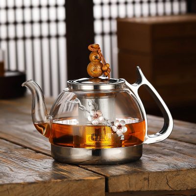 电磁炉煮茶壶黄金蛋专用玻璃耐高温家用生肖泡茶烧水电陶炉茶器 1000ML葫芦梅花壶(兔)