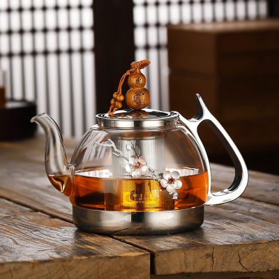 电磁炉煮茶壶黄金蛋专用玻璃耐高温家用生肖泡茶烧水电陶炉茶器 1000ML葫芦梅花壶(虎)