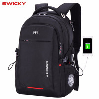 瑞士SWICKY瑞驰双肩包男士背包新款大容量休闲商务旅行笔记本电脑包学生书包出差包USb充电包