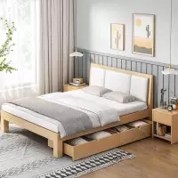木质床现代简约1.8m经济型双人床符象小户型单人床出租屋1.5米松木床