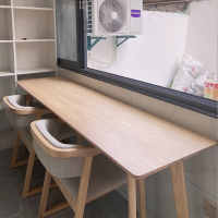 符象北欧全木质双人书桌电脑桌家用小户型靠墙长条窄桌客厅隔断吧台桌