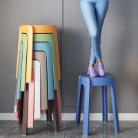 符象塑料凳子加厚家用可叠放餐桌板凳圆凳风车创意高胶凳北欧简约椅子