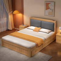 符象木床简约现代1米8床双人床主卧1.5米出租房经济型1米2单人床架