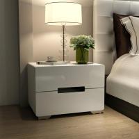白色烤漆床头柜简约现代符象卧室储物柜 斗柜简易大尺寸床边柜组装