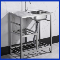 符象厨房不锈钢水槽单槽带平台洗菜盆台面一体洗手盆洗碗池水池带支架