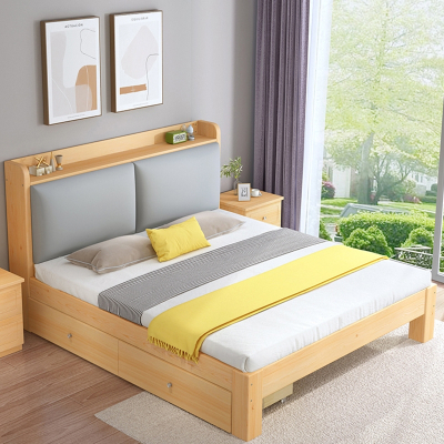 符象木床现代简约1.8m主卧双人大床出租房用1.5米单人床1m2简易床架