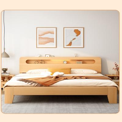 符象木床现代简约双人床1.5米经济型单人床架1.2小户型家用