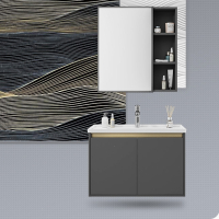 符象卫浴铝合金浴室柜现代简约陶瓷一体盆洗手盆太空铝组合卫生间