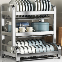 符象304不锈钢沥水碗盘厨房置物架家用多功能台面碗碟收纳架碗柜1366