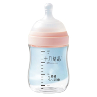 十月结晶婴儿玻璃奶瓶儿初生防胀气宝宝奶瓶奶嘴0-12个月白色玻璃奶瓶[90ml]