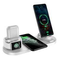 手机无线充电器适用于苹果iphone11手表appleiwatch5代六合一多功能快充通用a|白色〖六合一多功能无线充〗