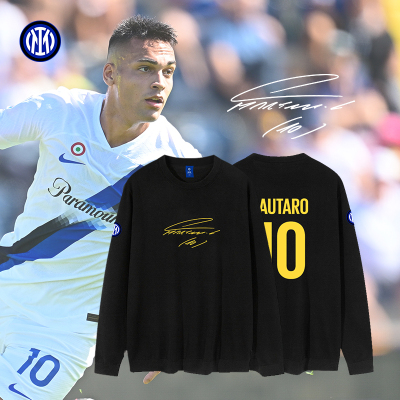 国际米兰劳塔罗签名男士卫衣圆领运动外套巴雷拉签名款印号球衣