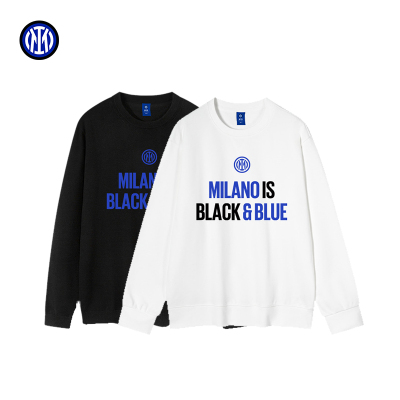 国际米兰足球俱乐部蓝黑军团男士纯棉卫衣字母印花设计款套头运动上衣