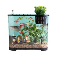 塑料桌面鱼缸透明生态高清鱼缸带盖创意造景小型客厅金鱼缸