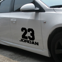 NBA球星飞人乔丹标志车贴篮球个性创意车身装饰遮划痕汽车贴纸 数字贴40X27CM黑色单个