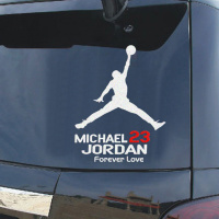 NBA球星飞人乔丹标志车贴篮球个性创意车身装饰遮划痕汽车贴纸 后窗贴白色25X20CM