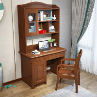 采百木(CAIBAIMU)中式实木书桌书架书柜一体家用电脑桌学生学习桌卧室书房书桌柜