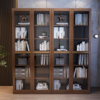 采百木(CAIBAIMU)书柜现代中式北欧简约实木书柜办公室书房书柜储物书柜组合