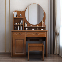中式实木梳妆台卧室小户型梳妆桌化妆桌子带镜子带妆凳简约经济型
