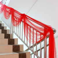 新婚护栏布置用品红色纱幔创意纱网结婚楼梯扶手装饰婚房拉花|1.5米宽纱网红色9米