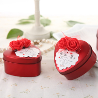 成品喜糖铁盒婚礼结婚糖盒包装喜糖礼盒用品创意盒子空盒|玫瑰花-宝石红 50个大号[12*10*5cm可装烟]