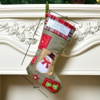 精品糖果袋大号装饰品圣诞袜子礼物雪人鹿老人礼品袋圣诞袜子挂件|卡通贴花袜-雪人款