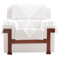 梦强单人贵宾沙发MQ-0618办公沙发会议室贵宾接待中式沙发实木布艺 白色
