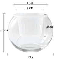 18圆球-土培篮 水培植物玻璃瓶透明玻璃花瓶容器绿萝花盆圆球形鱼缸水养小号器皿