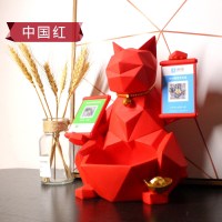 中国红大号高26cm定制二维码 猫摆件开业礼品实用大气收银台二维码开店铺送礼物创意发财猫