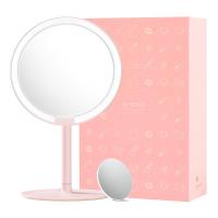 樱花粉礼盒(含放大镜) 化妆镜MINI便携网红少女台式桌面led带灯光美妆卧室收纳镜子