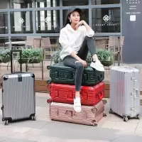 韩版复古铝框行李箱女男拉杆箱大学生密码箱子旅行箱包小清新箱包