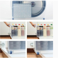 日本塑料收纳箱厨房食物整理箱抽屉透明橱柜储物箱带滑轮大号
