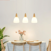 北欧餐厅吊灯个性创意三头餐厅灯简约现代 木质饭厅灯具木吊灯