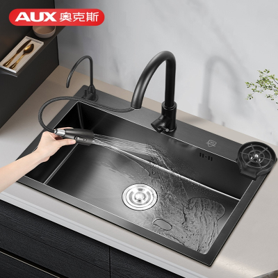 奥克斯(AUX)洗菜盆厨房家用水槽纳米单槽洗碗槽洗菜池台下盆
