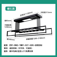 志高智能自动电动晾衣架遥控升降晾衣杆阳台家用带烘干晒衣凉衣架_曜石黑双排剪刀架四杆照明7横杆风干语音控制