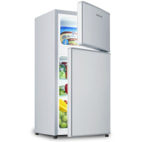  奥克斯(AUX)家用双门迷你小型冰箱 冷藏冷冻保鲜小冰箱 宿舍租房节能电冰箱 银色升级款