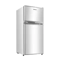  奥克斯(AUX)家用双门迷你小型冰箱 冷藏冷冻保鲜小冰箱 宿舍租房节能电冰箱 银色