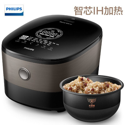 飞利浦(PHILIPS)电饭煲五谷杂粮电饭锅家用4L智芯IH加热技术智能预约电饭锅 黑色