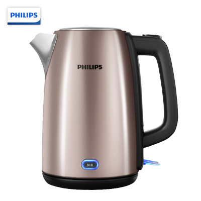 飞利浦(PHILIPS)电热水壶 304不锈钢 保温功能烧水壶 宝马棕不锈钢水壶