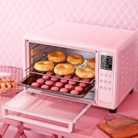 ACA电烤箱家用小型烘焙多功能全自动智能控温30升L家庭大容量烤箱 粉红色