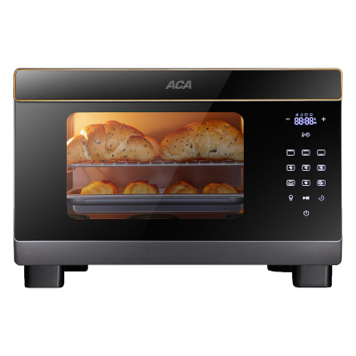 aca电蒸烤箱家用一体机台式25升小型商用烘焙蒸箱多功能 黑色