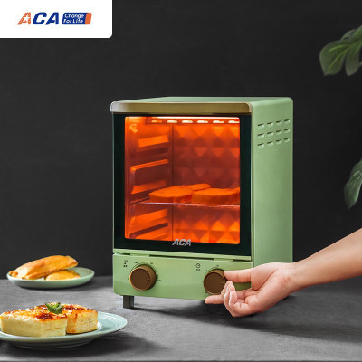 北美电器(ACA)迷你多功能家用电烤箱12L小型蛋糕机烘焙烤箱 草绿色