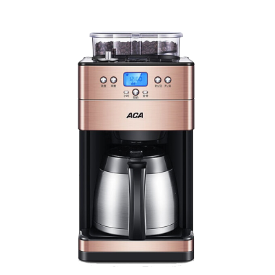 北美电器(ACA) 多功能咖啡茶饮机家用自动磨豆滴漏式咖啡机咖啡壶AC-GS125 茶色