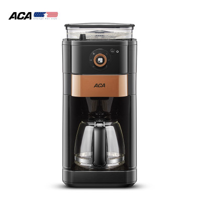 北美电器 ACA 咖啡机咖啡壶全自动研磨咖啡粉豆两用多功能美式滴漏家用型 AC-DA075A 黑色