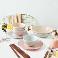 北欧简约厨房家用陶瓷碗盘碗筷碗碟套装