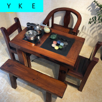 老船木茶桌现代中式功夫茶台实木家具小型阳台简约茶几茶桌椅组合 150*80*70单桌 整装